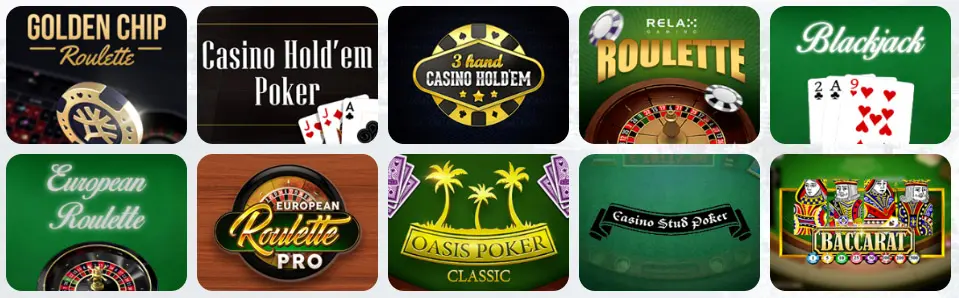 Jeux de table au Wild Fortune Casino